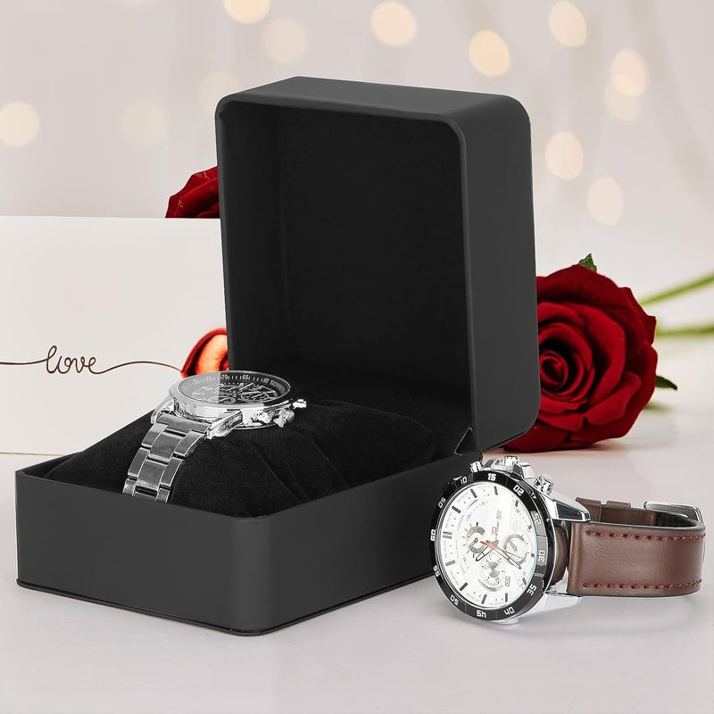 BAOPEND Single Watch Case, Travel Watch Gift Box with Removable Pillow, Luxury PU Leather Wristwatch Display Organizer Holder Boxes for Mem and Women (Black) - Image 3
